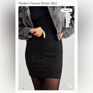 Good Used Condition Size 8 Black Modern Femme Denim Skirt Free People